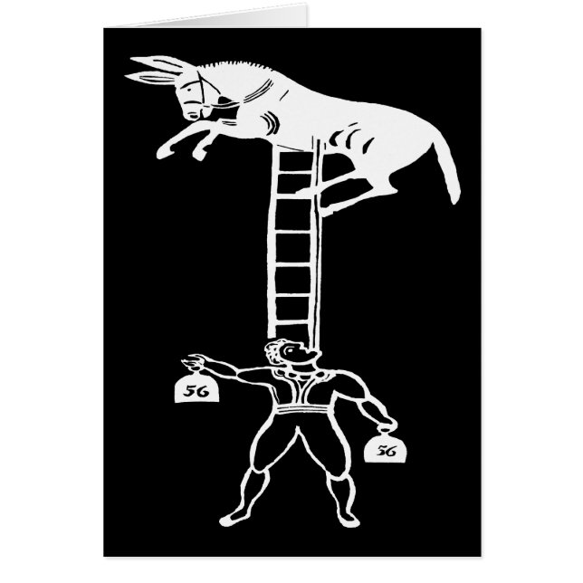 Balancing a Living Donkey ~ Card (Front)