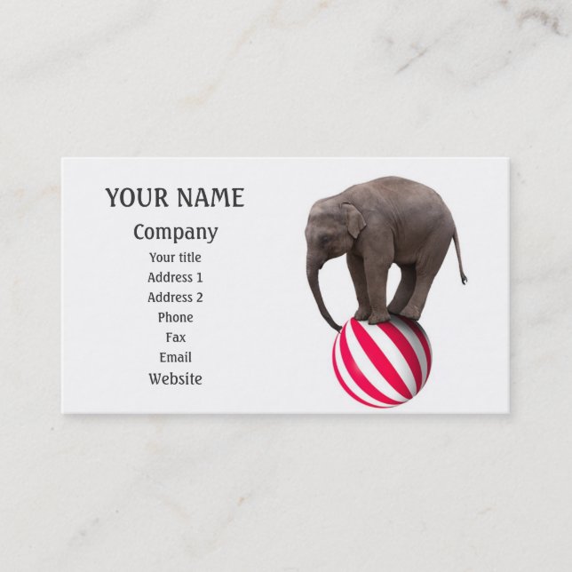 Balancing elephant business card (Front)