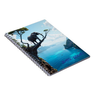 Balancing Elephant on Cliff – Surreal Wildlife Notebook