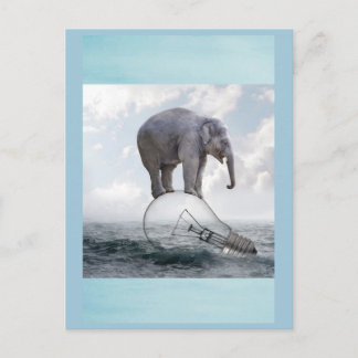 Balancing Elephant on Lightbulb Postcard