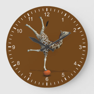 Balancing Giraffe Large Clock