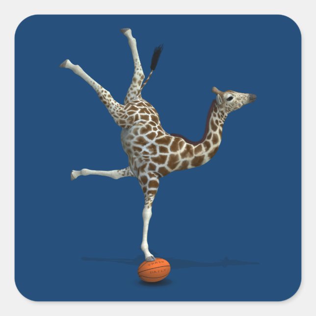 Balancing Giraffe Square Sticker (Front)