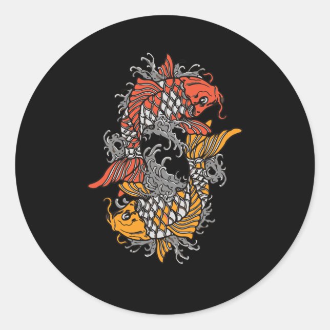 Balancing Koi Classic Round Sticker (Front)