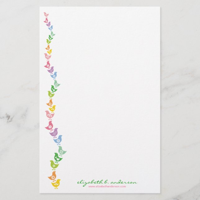 Balancing Retro Rainbow Chick Note Card Stationery (Front)
