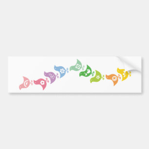 Balancing Retro Rainbow Chicks Custom Long Sticker