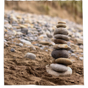 Balancing stones shower curtain