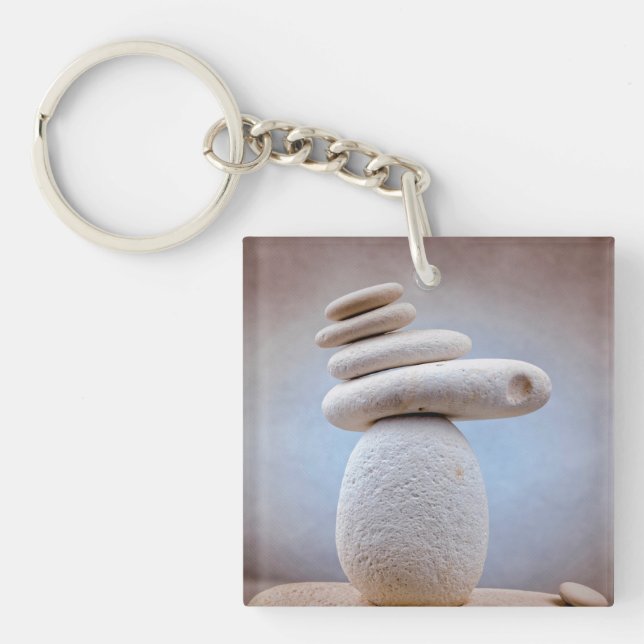 Balancing Stones Square + your ideas Key Ring (Front)