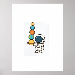 Balancing the Universe – Kawaii Astronaut Wall a Poster