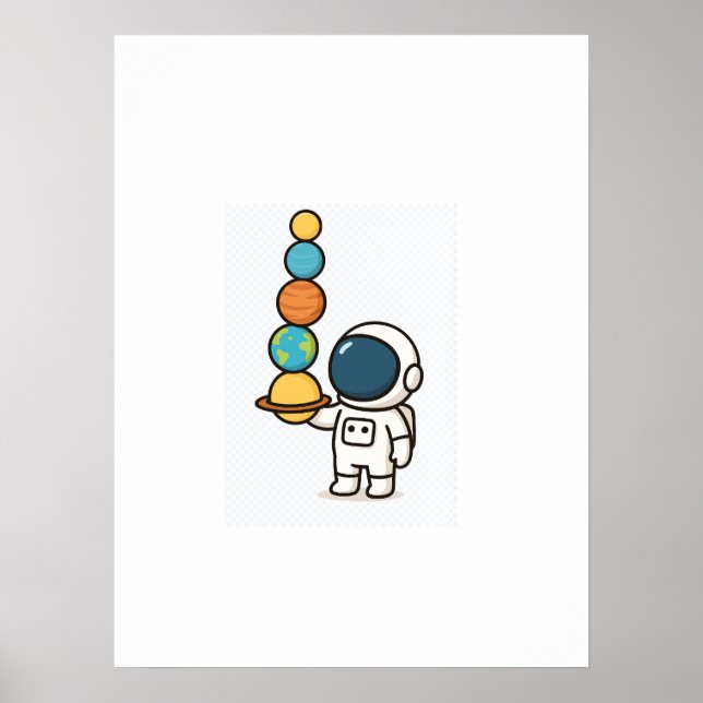 Balancing the Universe – Kawaii Astronaut Wall a Poster (Front)