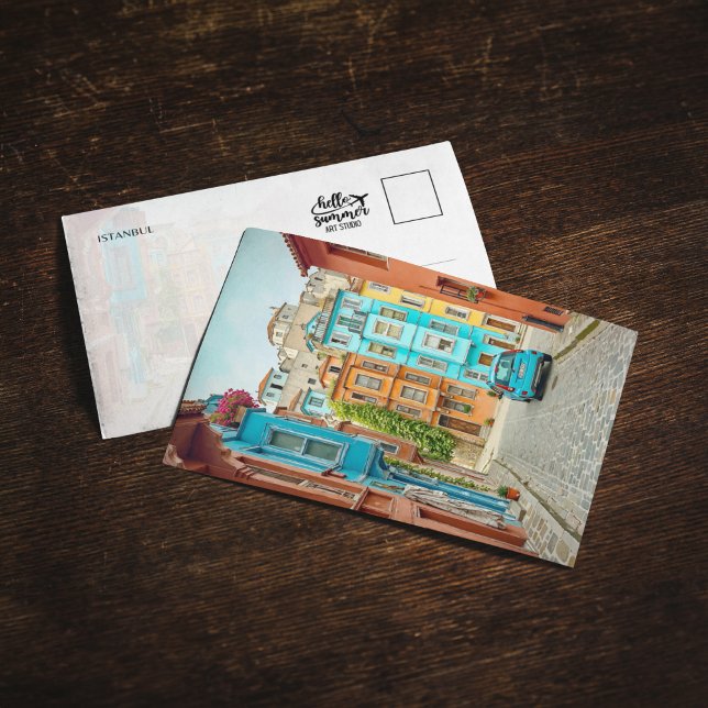 Balat Istanbul Turkey Watercolor Postcard (Creator Uploaded)