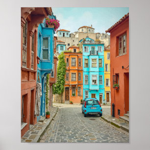 Balat Istanbul Turkey Watercolor Poster
