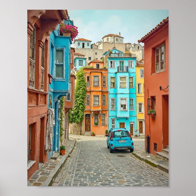 Balat Istanbul Turkey Watercolor Poster (Front)