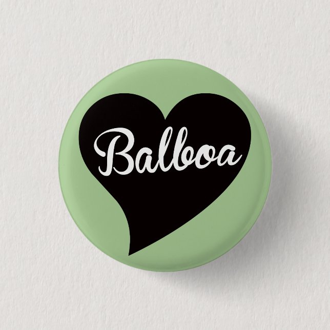 Balboa Black Heart Mint 3 Cm Round Badge (Front)