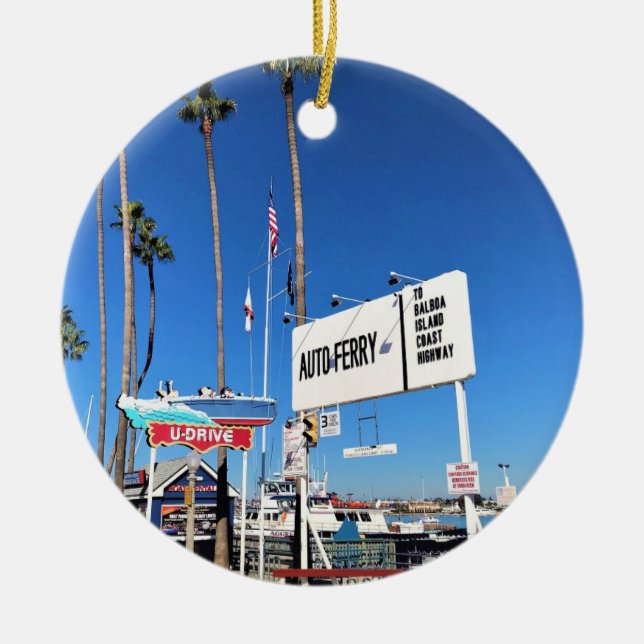 Balboa Island Ferry, Newport Beach, California Ceramic Ornament (Front)
