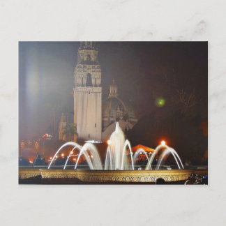 Balboa Parks Towers Fountains Night Postcard