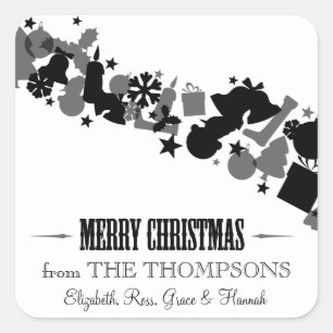 Balck and White Christmas Elements Holiday Sticker