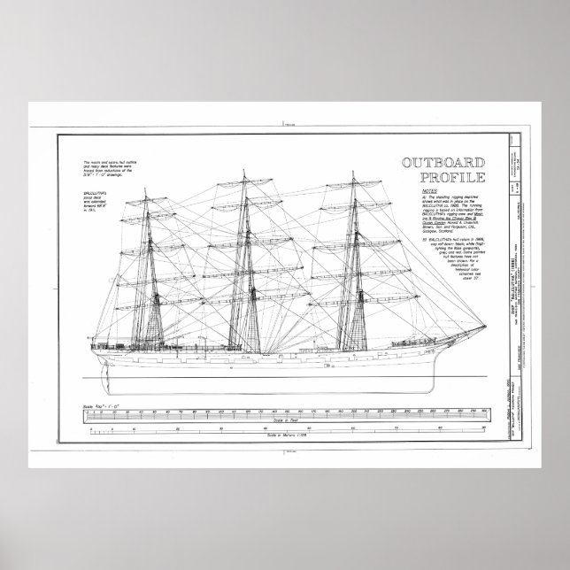 Balclutha Ship Outboard Profile Diagram Poster (Front)
