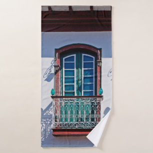 Balconies on facade in Diamantina, Minas Gerais, B Bath Towel