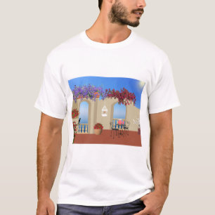 Balcony Outside Flowers Table Tranquillity Seaside T-Shirt