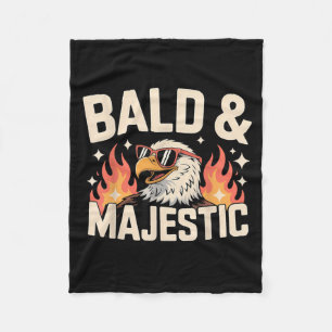 Bald and Majestic Funny Dad _ Patriotic Eagle Fleece Blanket