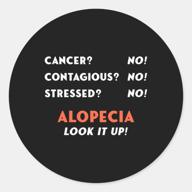 Bald Balding Alopecia Areata Hair Loss Problem Awa Classic Round Sticker (Front)