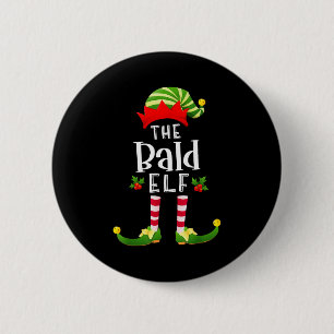 Bald Christmas Elf Matching Pajama X-mas Party 6 Cm Round Badge