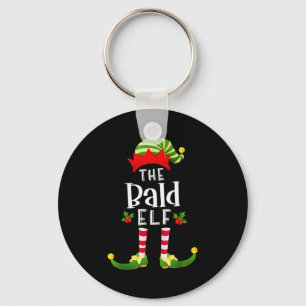 Bald Christmas Elf Matching Pajama X-mas Party  Key Ring