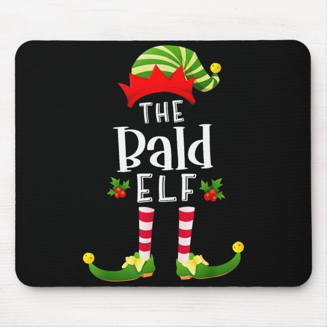 Bald Christmas Elf Matching Pajama X-mas Party  Mouse Pad (Front)