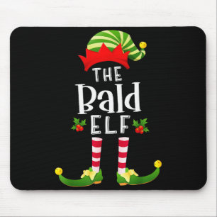 Bald Christmas Elf Matching Pajama X-mas Party Mouse Pad
