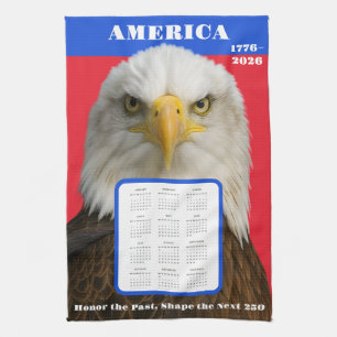 Bald Eagle 2026 Calendar—Patriotic Home Art Tea Towel