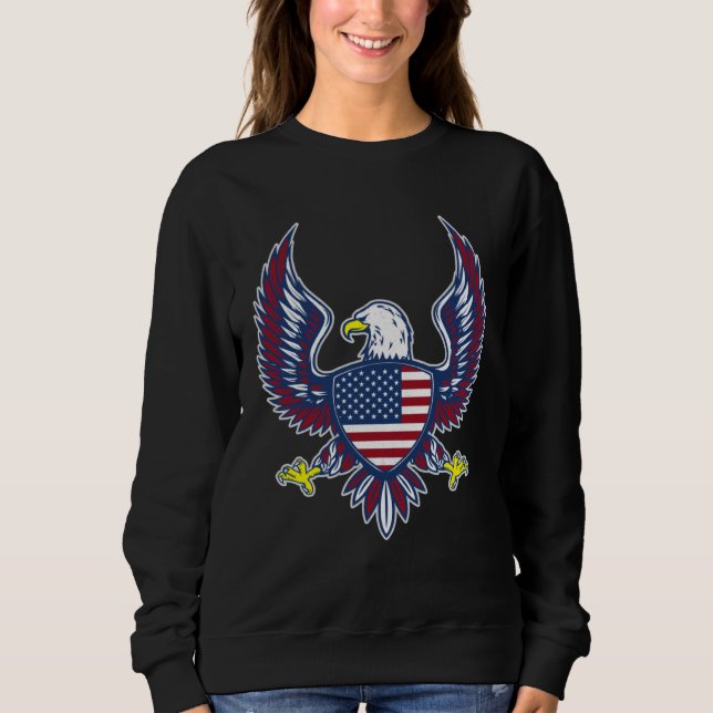 Bald Eagle 4th of July Christmas American Flag Cou Sweatshirt (Front)