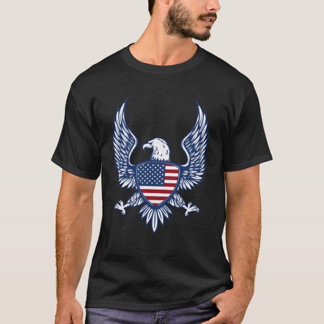Bald Eagle 4th of July Christmas American Flag Cou T-Shirt (Front)