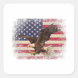 Bald Eagle 4th of July Christmas Gift American Fla Square Sticker