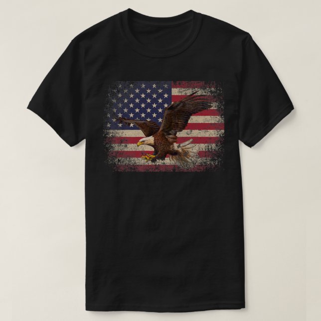 Bald Eagle 4th of July Christmas Gift American Fla T-Shirt (Design Front)