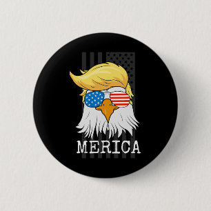 Bald Eagle 4th Of July Trump American Flag Funny 6 Cm Round Badge