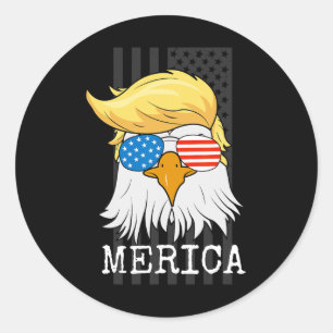Bald Eagle 4th Of July Trump American Flag Funny G Classic Round Sticker