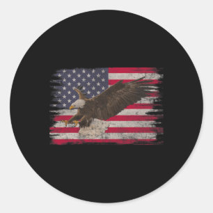 Bald Eagle 4th Of July Us Flag Patriotic Boys Men Classic Round Sticker