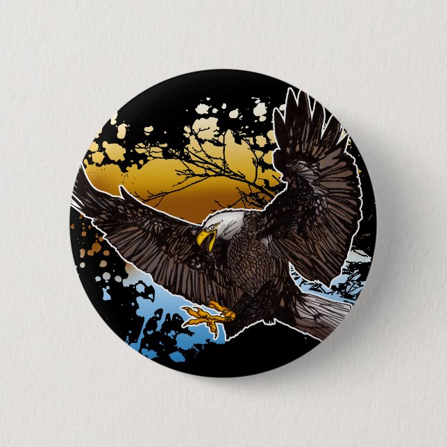 Bald Eagle 6 Cm Round Badge (Front)