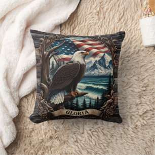 Bald Eagle Against Scenic View Cushion