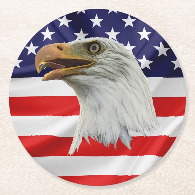Bald Eagle alluring patriotic gift Round Paper Coaster (Front)