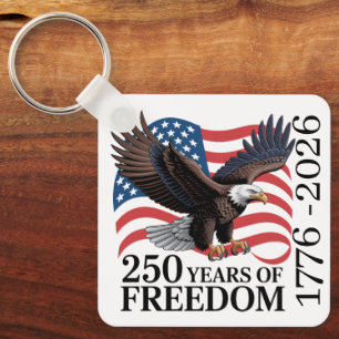 Bald Eagle American Flag 250 Years of Freedom Key Ring
