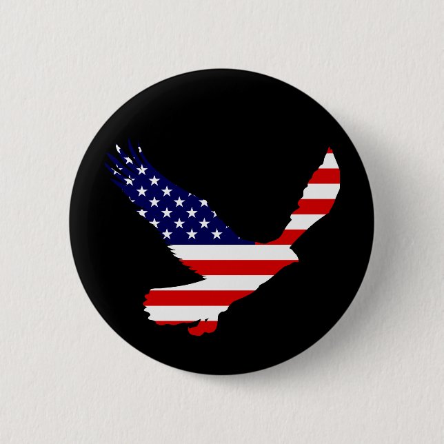 Bald Eagle American Flag 6 Cm Round Badge (Front)