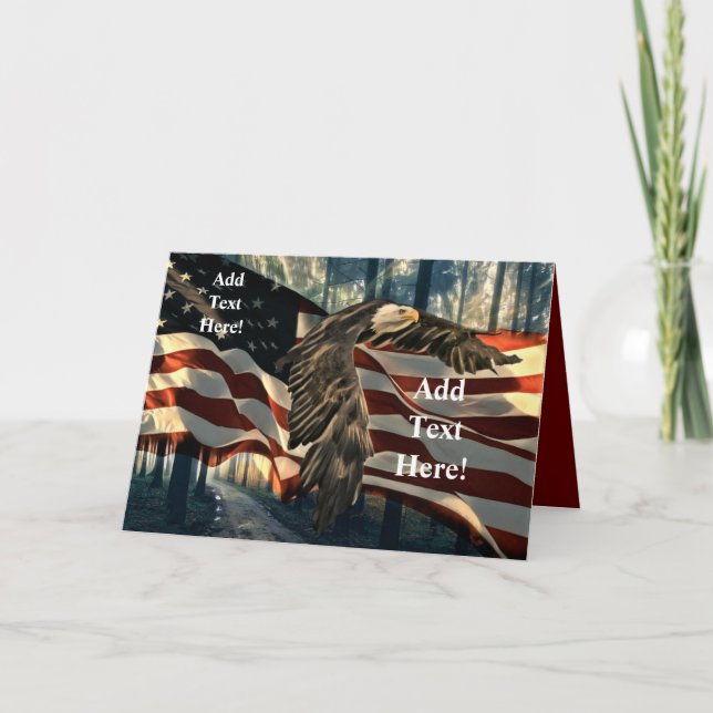 Bald Eagle American Flag Card (Front)