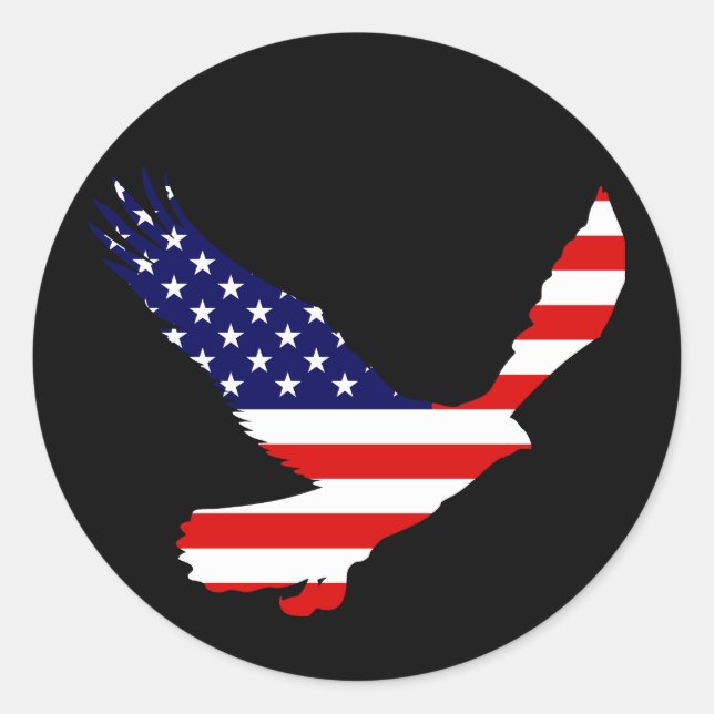 Bald Eagle American Flag Classic Round Sticker (Front)