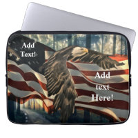 Bald Eagle American Flag Country Road Laptop Sleev