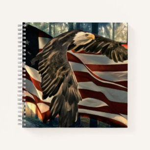 Bald Eagle American Flag Country Road Notebook