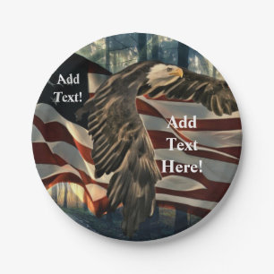 Bald Eagle American Flag Country Road Paper Plates