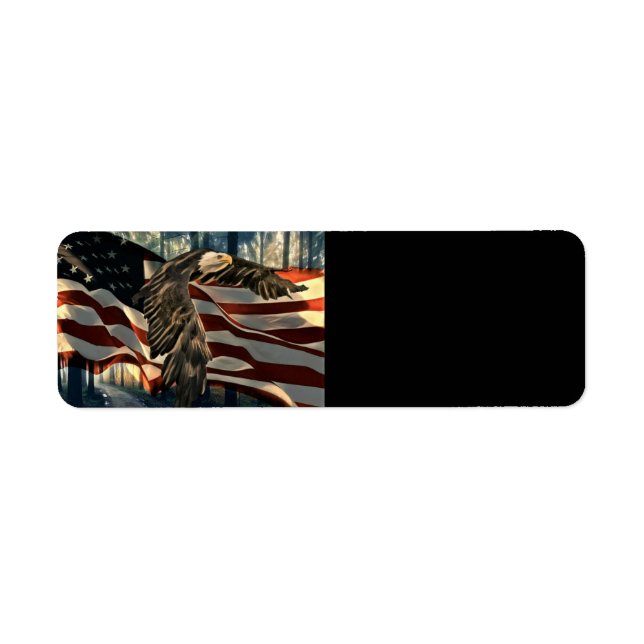 Bald Eagle American Flag Country Road Return Address Label (Front)