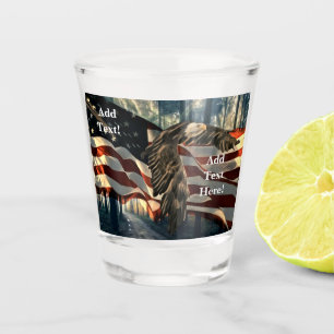 Bald Eagle American Flag Country Road Shot Glass