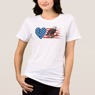 Bald Eagle, American Flag Heart Tri-Blend Shirt